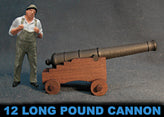Load image into Gallery viewer, 12 pound Long Cannon - Cast Pewter - 1/4&quot; scale
