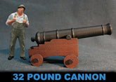 Load image into Gallery viewer, 32 pound Cannon - Cast Pewter - 1/4&quot; scale
