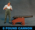 6 pound Cannon - Cast Pewter - 3/16