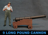 9 pound Long Cannon - Cast Pewter - 1/4