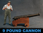 Load image into Gallery viewer, 9 pound Cannon - Cast Pewter - 1/4&quot; scale
